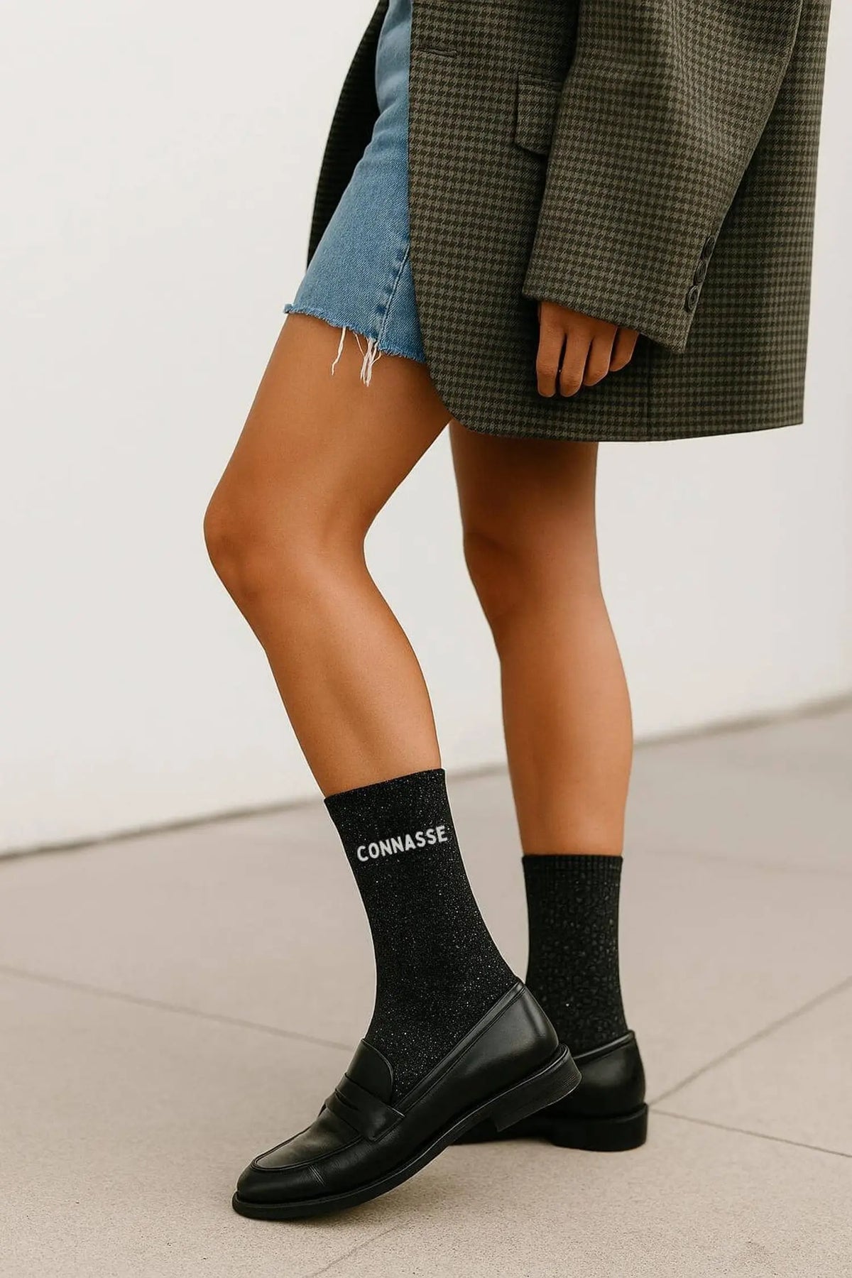 Chaussettes à paillettes - Connasse Noir