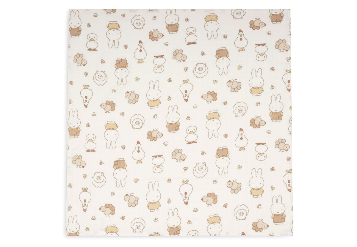 Lange Gaze de Coton 70x70cm - Miffy Family Farm - 3 Unités