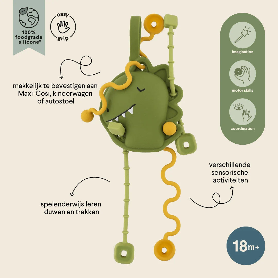 Jouet sensoriel à tirer en silicone - Mr. Dino