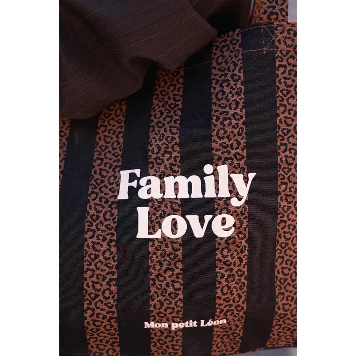 Cabas XXL Rayures Léopard Noir - Family Love