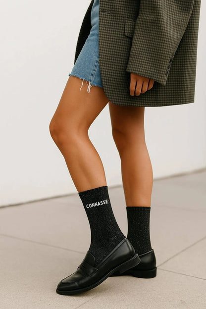 Chaussettes à paillettes - Connasse Noir