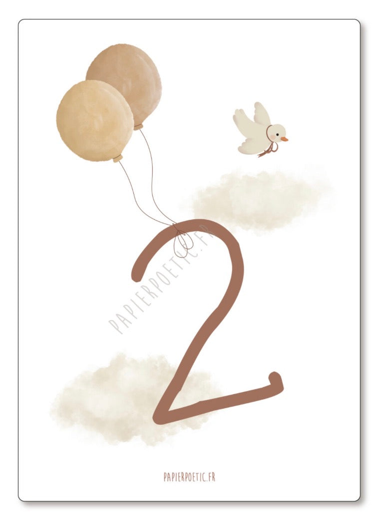 Carte  “Anniversaire 2 Ans”