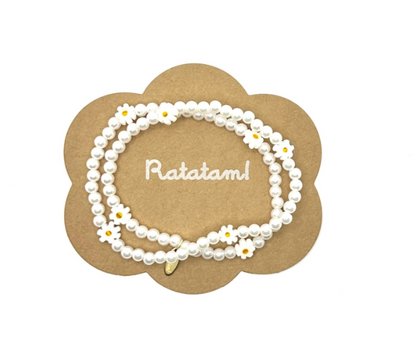 Collier fantaisie Daisy pour enfants - fleurs et perles nacrées