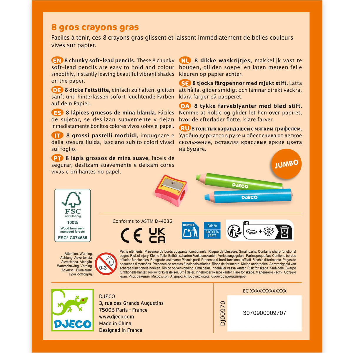 8 gros crayons gras