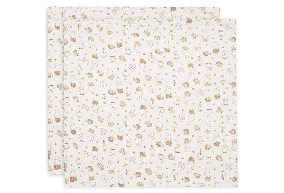 Lange Gaze de Coton 115x115cm - Miffy Family Farm - 2 Unités