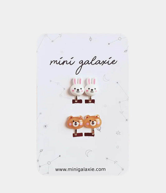 Boucles d’oreilles à clips enfant - Lapin et ours