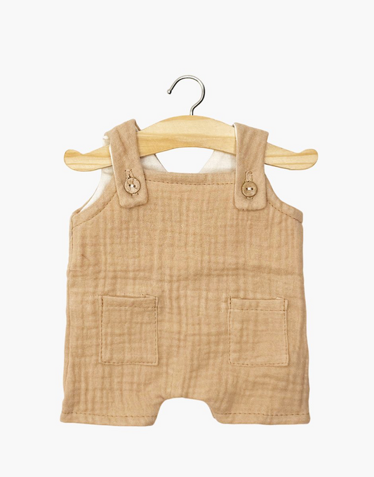 Salopette courte Antonin avec boutons en gaze de coton latté