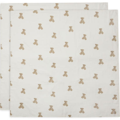 Lange Gaze de Coton 115x115cm - Mini Teddy bear - 2 Unités