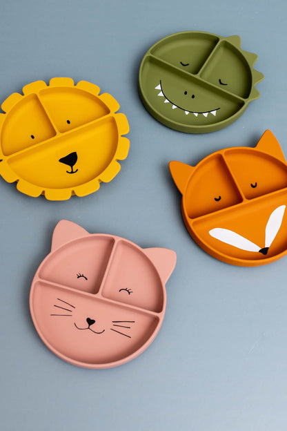 Assiette avec ventouse en silicone et compartiments - Mr. Fox