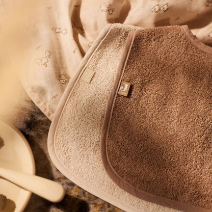 Lot de 2 bavoirs en éponge Sand-Milky Coffee