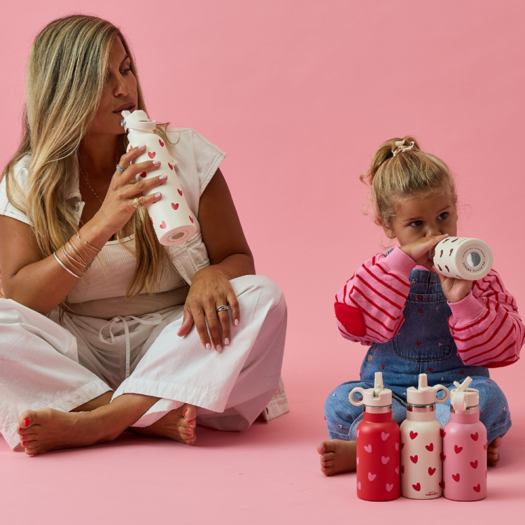Gourde 600 ml - Crème cœur rouge