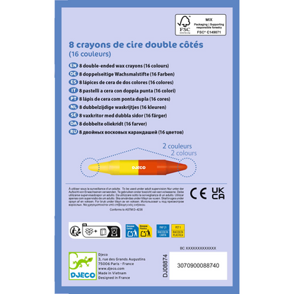 8 crayons doubles côtés
