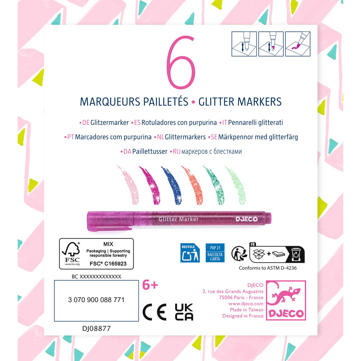6 marqueurs pailletés - Sweet