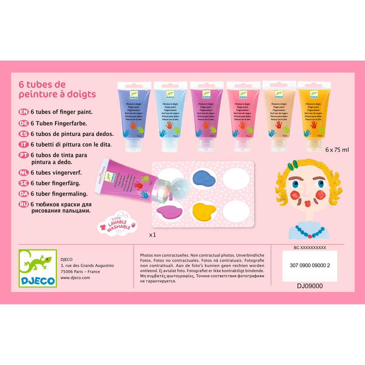 6 tubes de peintures à doigts sweet