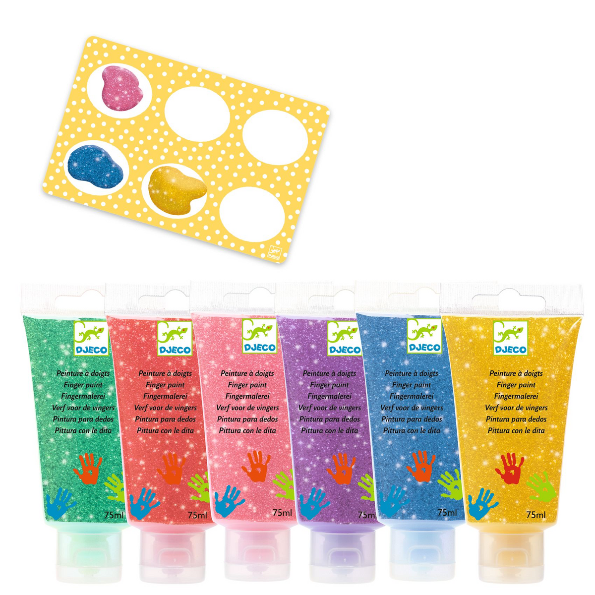6 tubes de peintures à doigts Paillettes