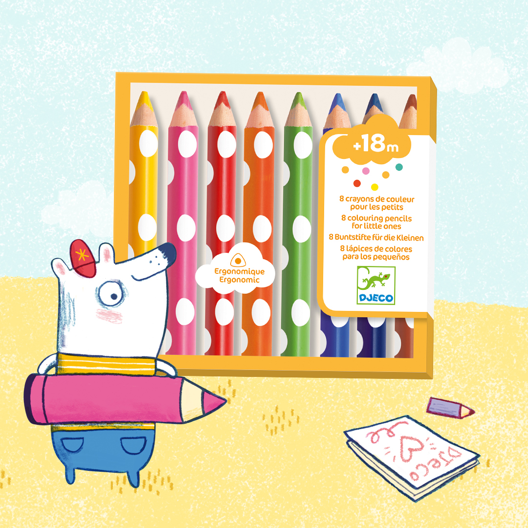 8 crayons de couleur pour les petits