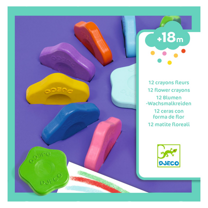 12 crayons fleurs