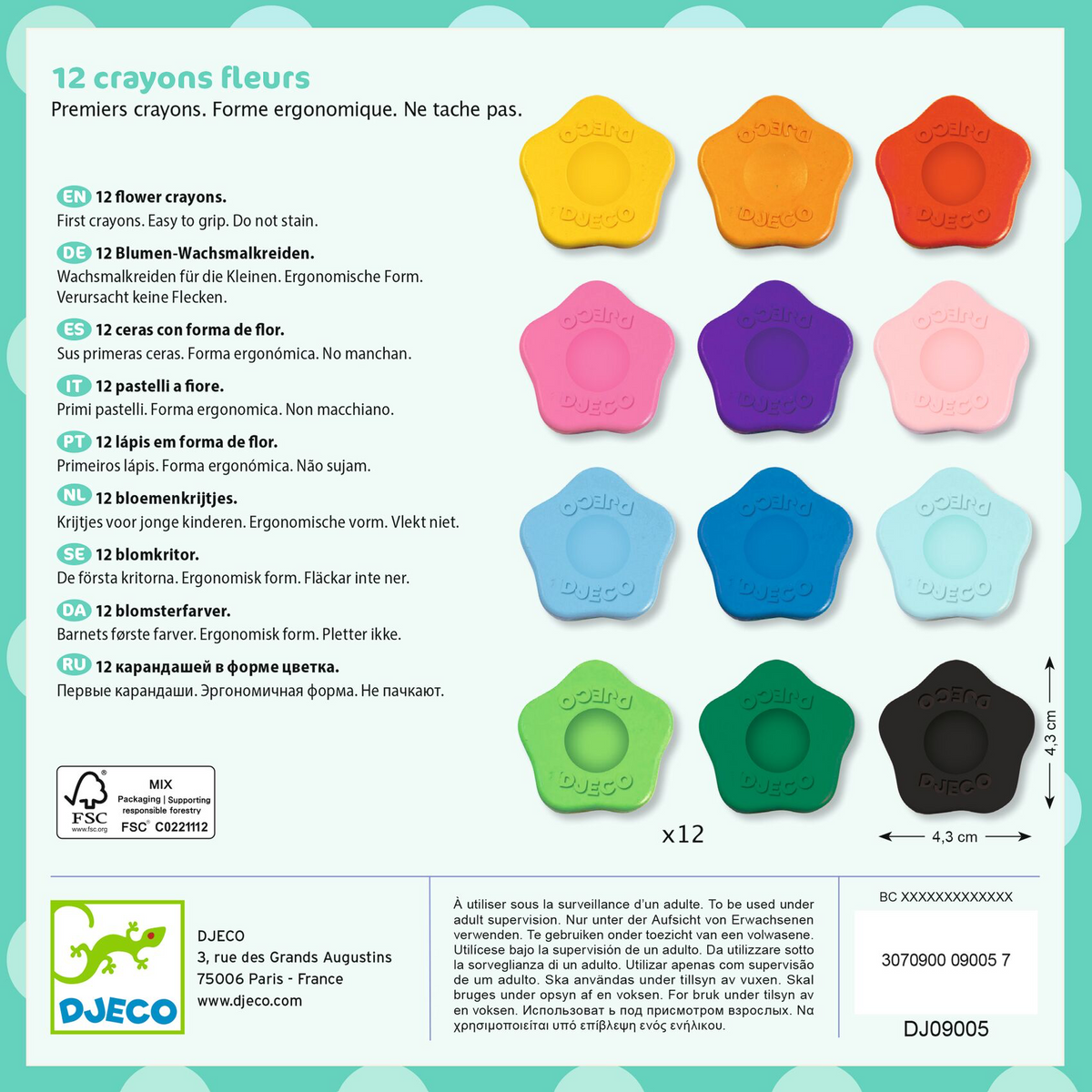 12 crayons fleurs