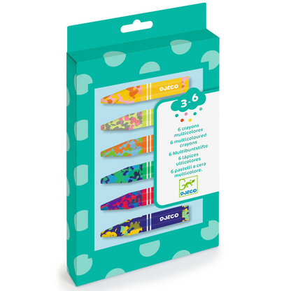 6 crayons multicolores