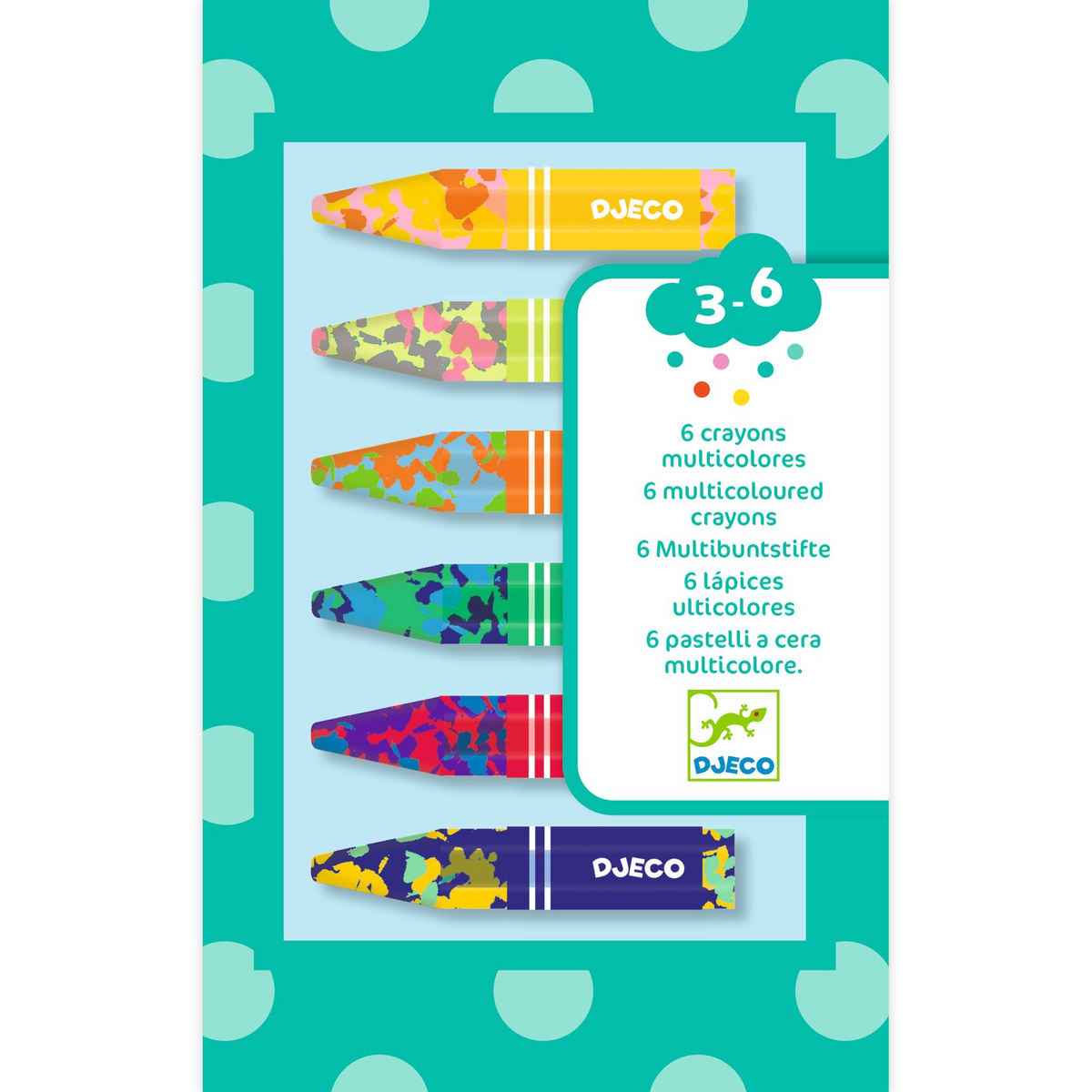 6 crayons multicolores