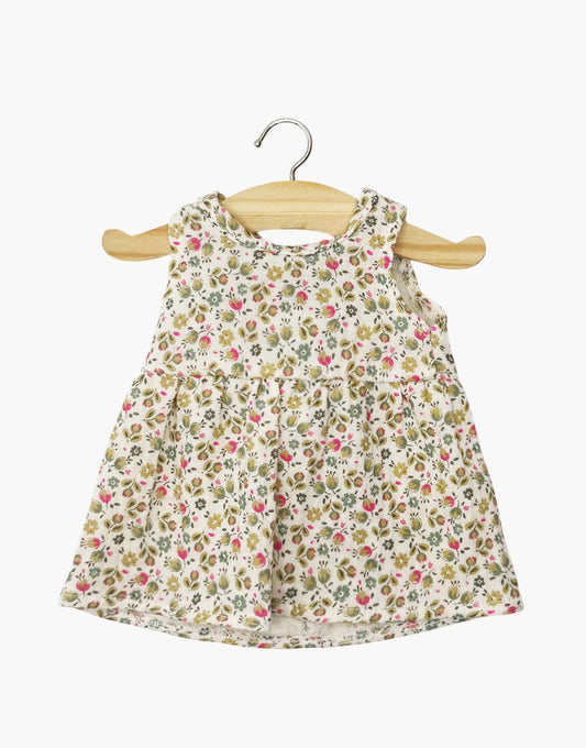 Robe Faustine sans manches en coton Petites fleurs fushia