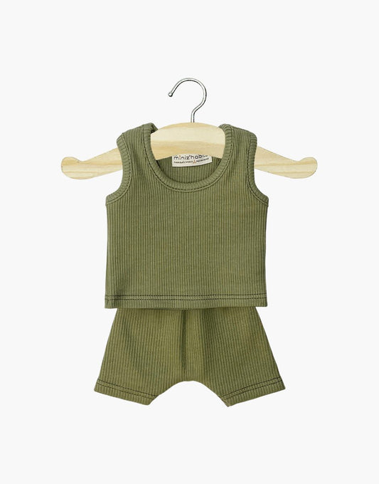 Bambinis – Dessous garçon Marcel en maille côtelée vert olive