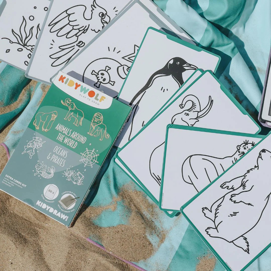 Cartes supplémentaires Kidydraw Mini - Animaux du monde et Océans et pirates