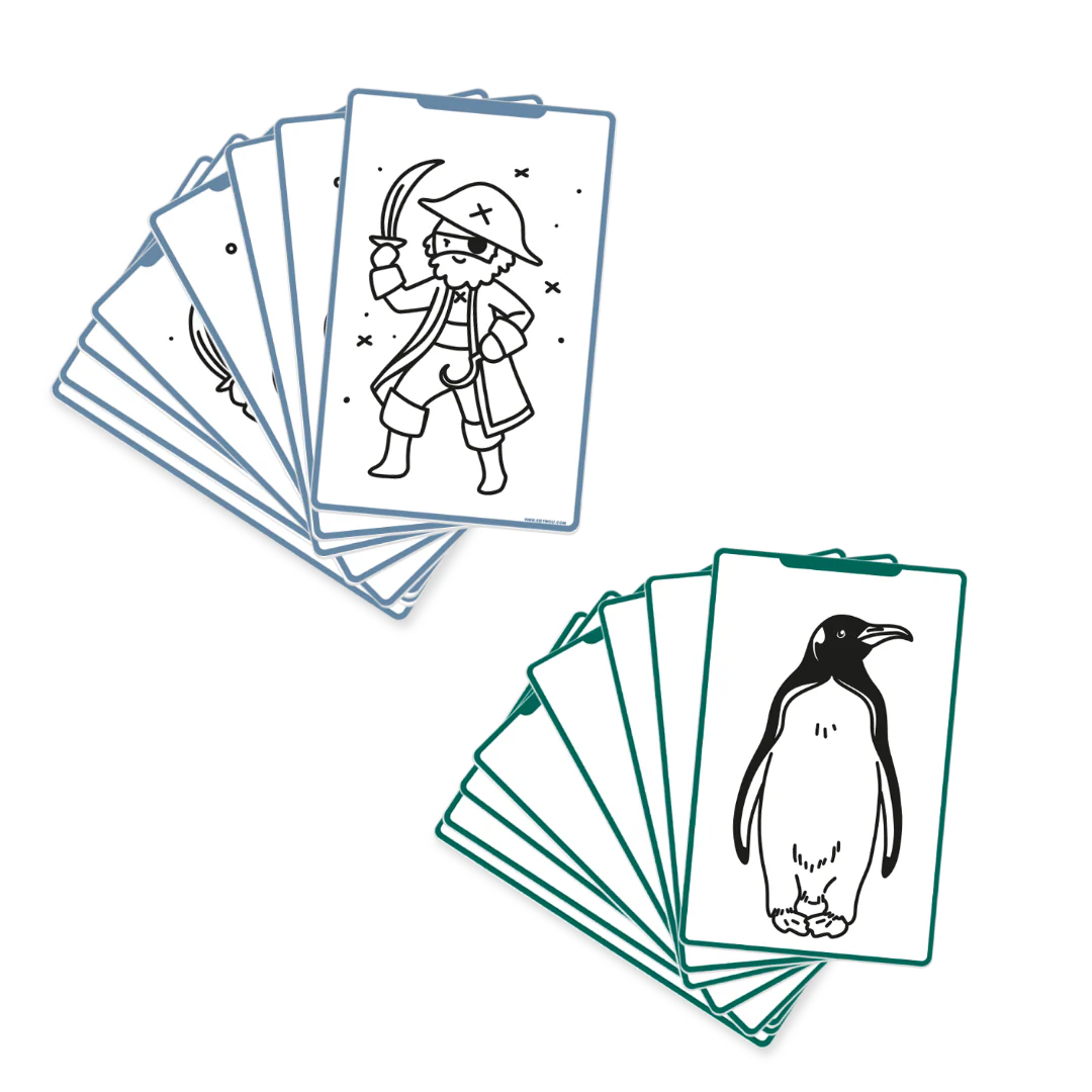 Cartes supplémentaires Kidydraw Mini - Animaux du monde et Océans et pirates