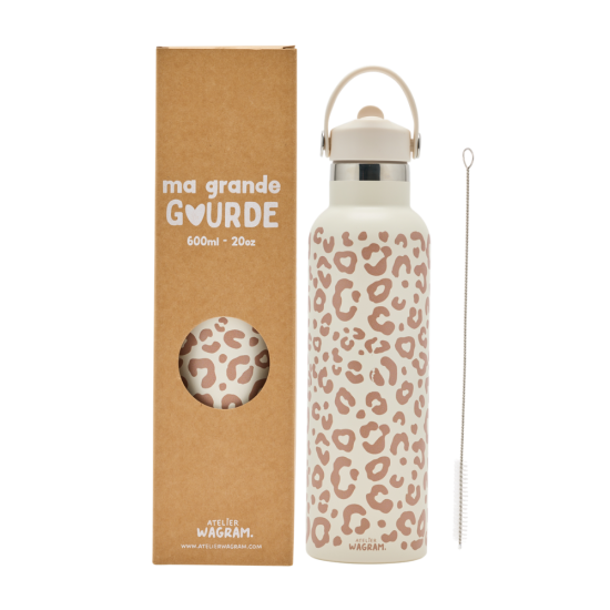Gourde 600 ml - Léopard crème