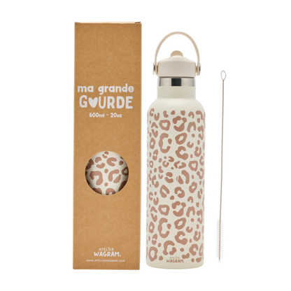 Gourde 600 ml - Léopard crème