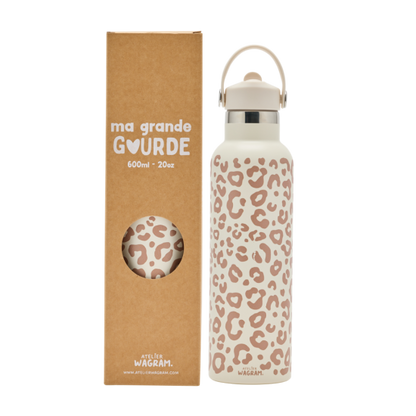 Gourde 600 ml - Léopard crème