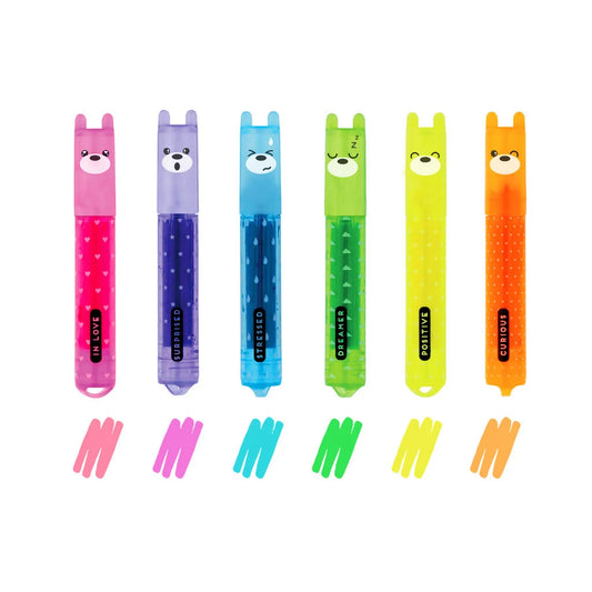 Set de 6 Mini Surligneurs Teddy Bear - Teddy’s Mood
