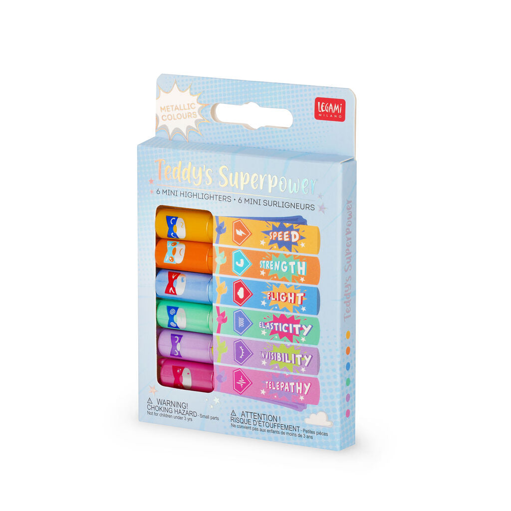 Set de 6 Mini Surligneurs - Teddy’s Superpower