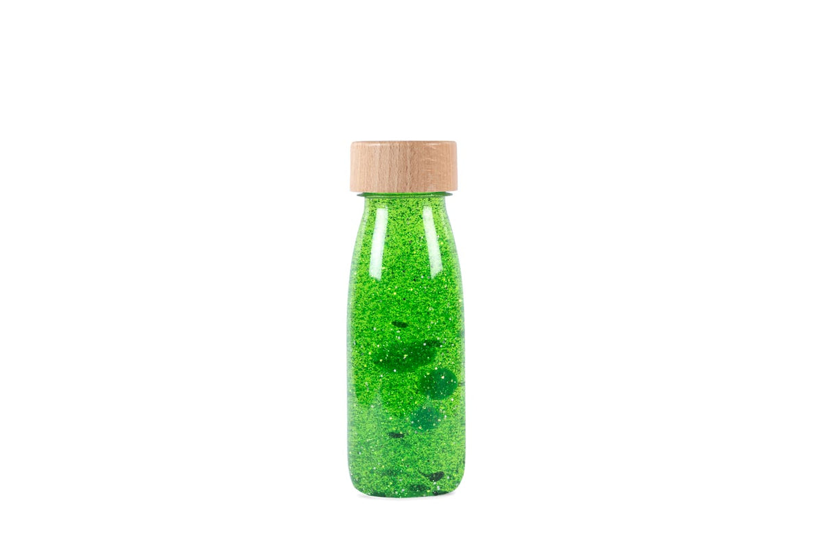 Bouteille sensorielle à paillettes - verte