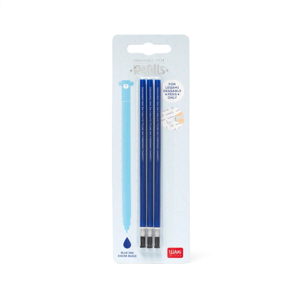 Set de 3 Recharges pour Stylo Effaçable - Encre bleue -
